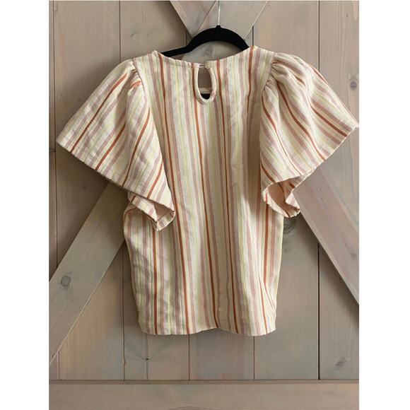 Madewell shirt blouse lot s xs yellow coral blouse Atlantic stripe Swiss dot - Picture 10 of 16